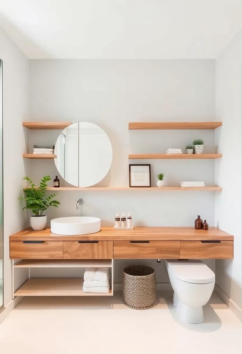 Utilizing Open Shelving to Showcase decor and offer Functionality in Your Bathroom
