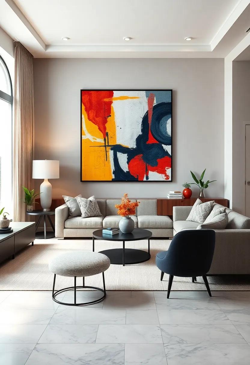 Abstract⁣ Art as‌ the⁢ Focal ⁤Point ​of a Dynamic‌ Living​ Space