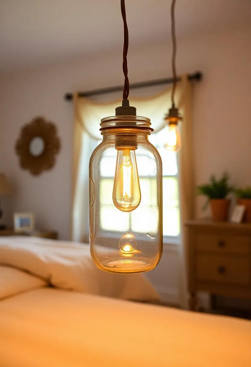 Illuminate Your Farmhouse Bedroom with Charming Rustic Mason Jar Lights