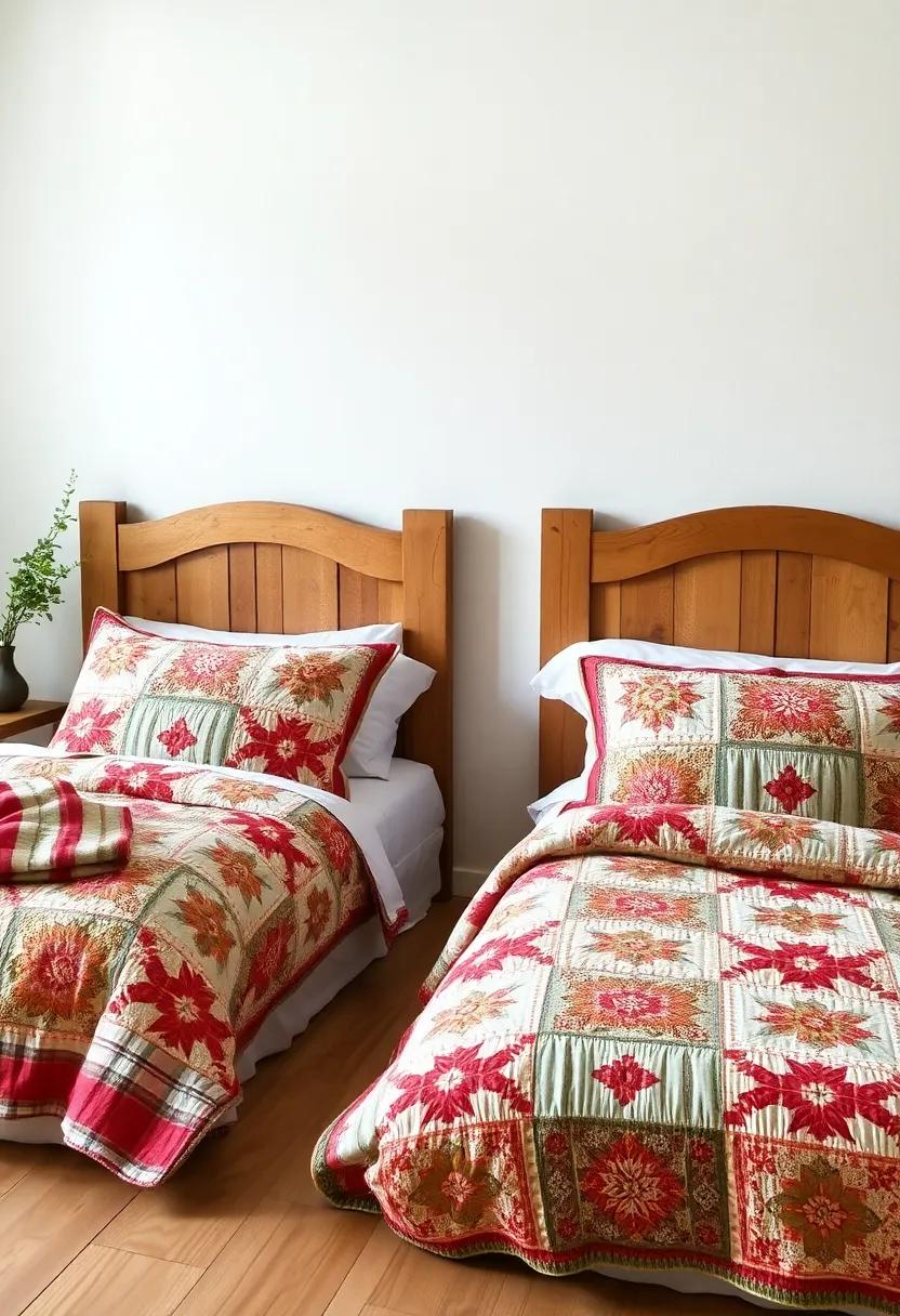 Rustic‌ Wooden headboards⁢ Paired with Handcrafted Quilts