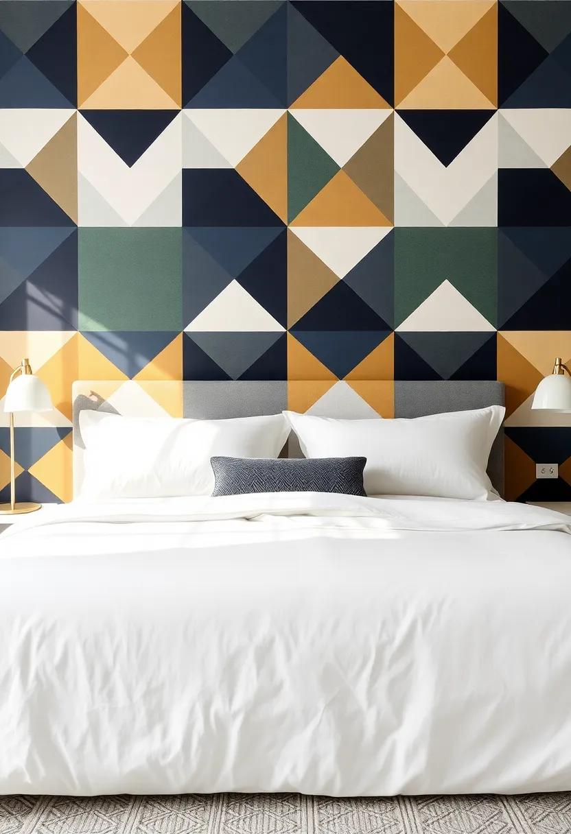 7) Geometric ‍Patterns: opt for a headboard with bold geometric shapes and colors for‍ a contemporary flair that injects energy ⁣into your bedroom