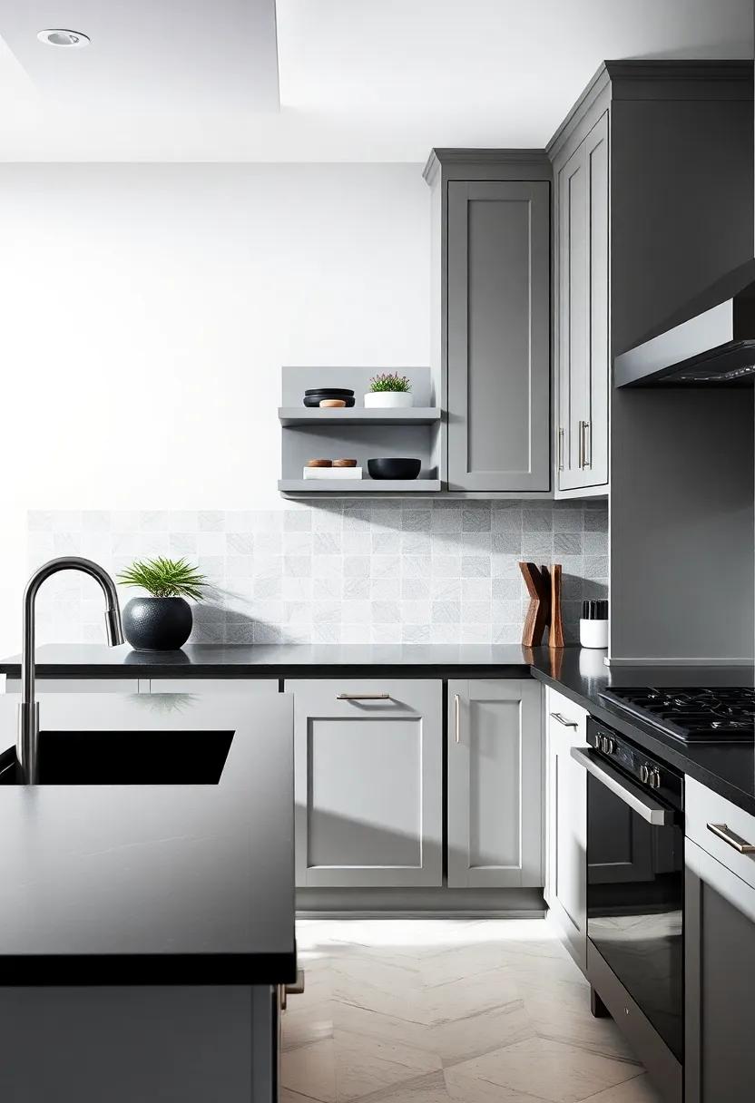 Exploring the Allure of Gray Cabinets Paired with Striking Black Countertops