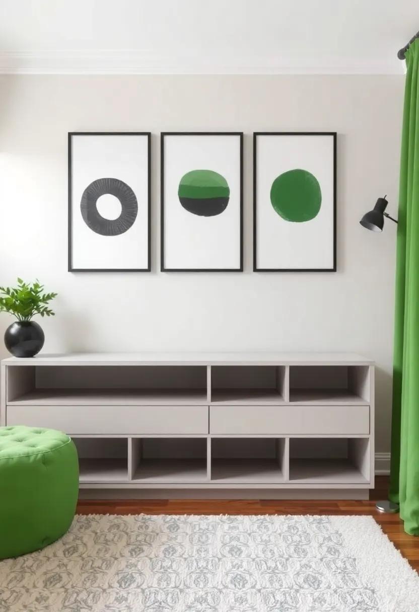 5) Artistic Touch: hang framed artwork ‍that features both green and black‍ elements,tying the room together with a splash of creativity