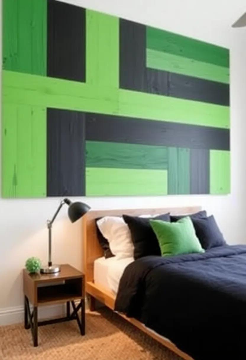 11) DIY Accent ⁤Panels: Create unique​ wall panels using reclaimed ​wood ⁤painted⁣ in green and black⁣ for ‍an eco-friendly⁣ touch
