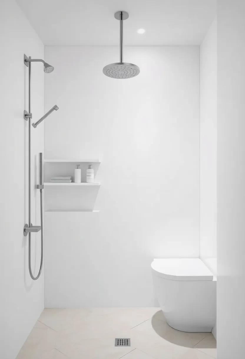 16)⁢ Incorporate a ​multifunctional ‍shower with ​built-in ⁣shelves ⁤for toiletries and a rain ‌showerhead