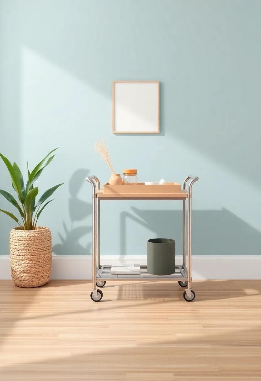 12) Incorporate ⁤a rolling cart for flexibility and ⁤moveable storage solutions