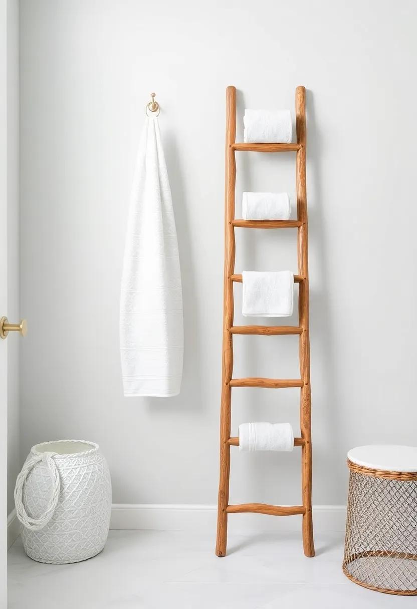 6) ​Incorporate a Towel Ladder: Use a ‍decorative ladder to hang towels‌ and save wall space, adding a stylish touch to your powder room