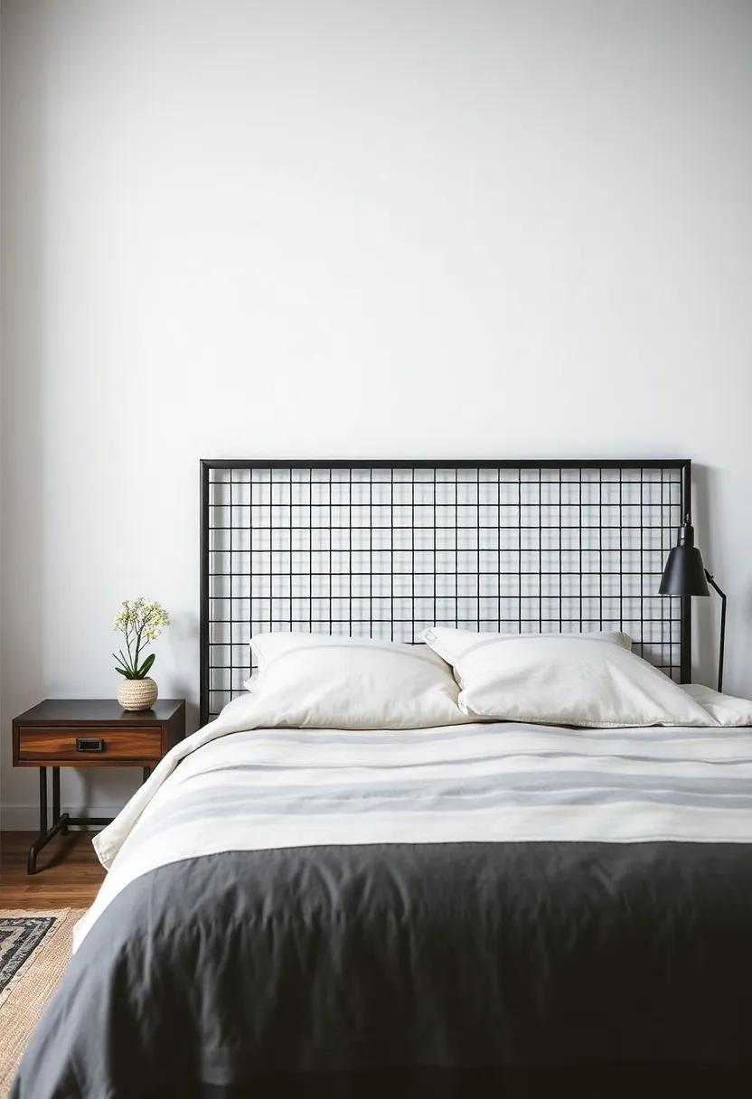 15) Industrial ‌Metal Grids: An industrial-inspired metal grid ⁣headboard brings an edgy⁤ vibe, perfect for⁢ modern urban living