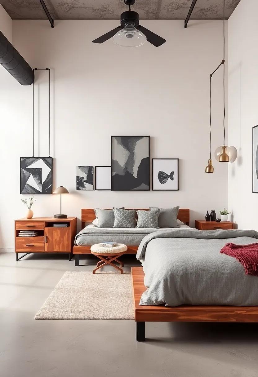 Successfully balancing Modern Elements in an Industrial Bedroom