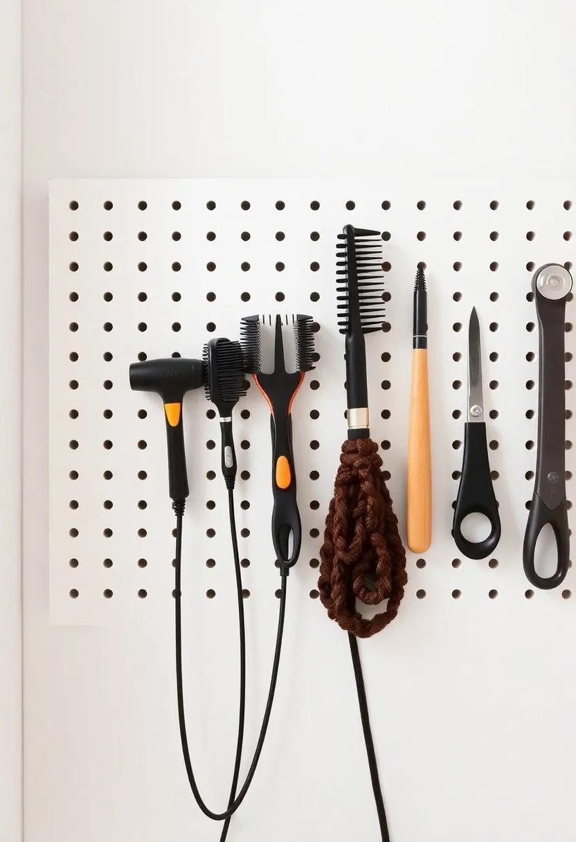 17)⁢ Install a small pegboard to⁢ hold hair tools⁤ and ‍accessories⁤ within reach