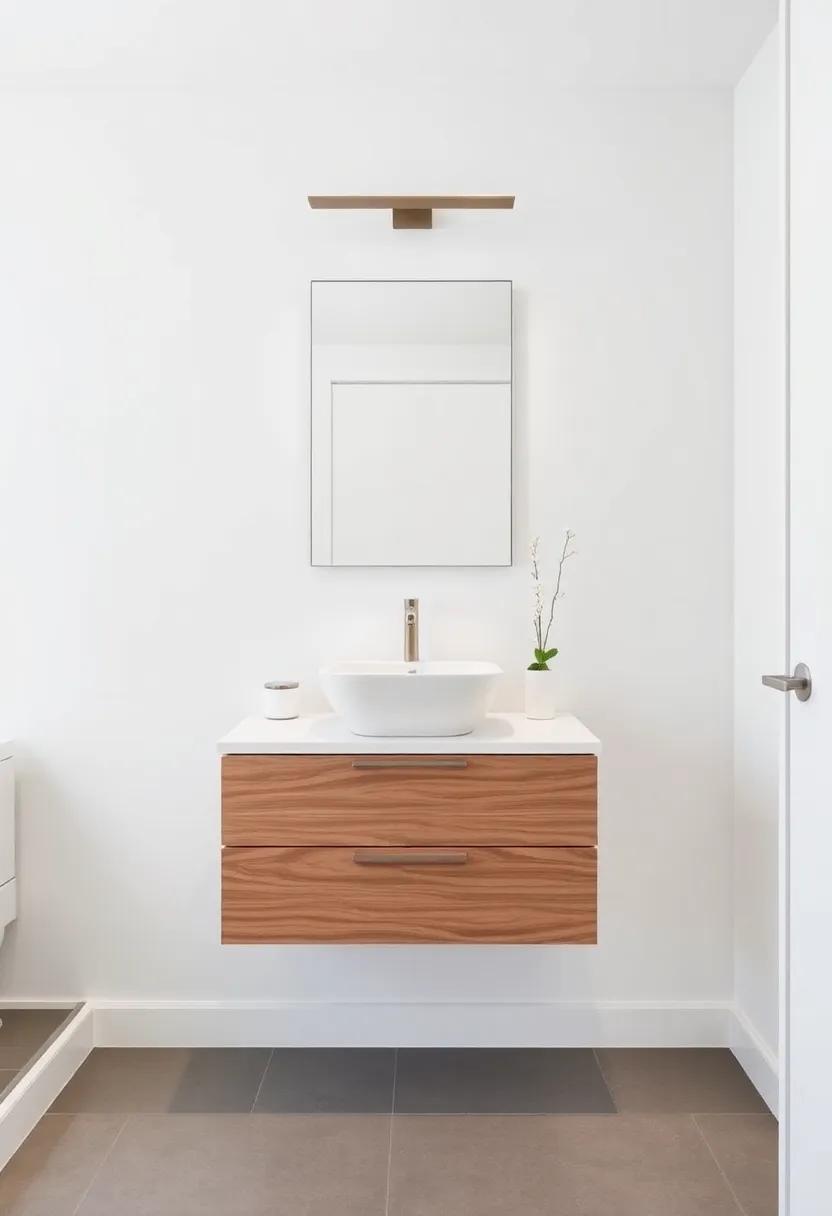 18) ⁣Install a ⁣wall-mounted vanity ⁢to free up floor space and create a contemporary feel