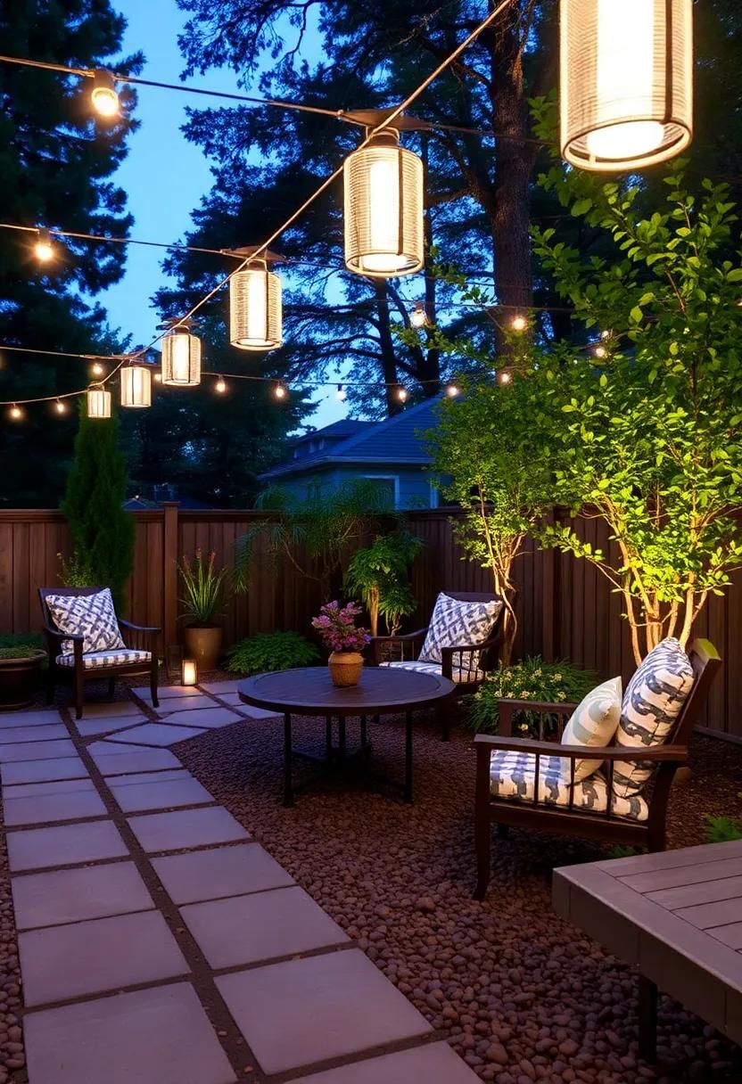 6) Incorporate Outdoor Lighting: String lights, lanterns, or solar-powered fixtures can transform your backyard into an enchanting evening space