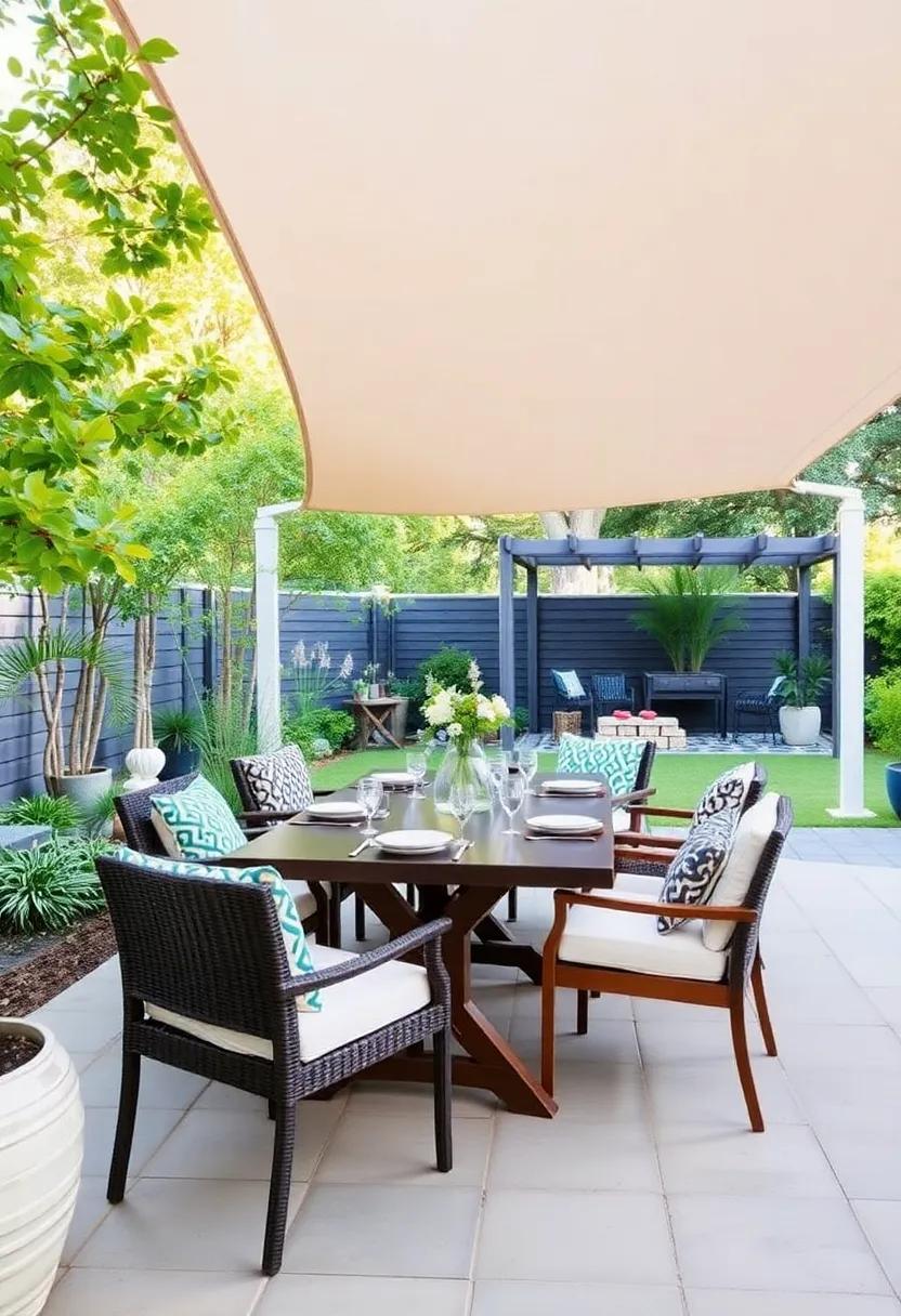 8) Alfresco⁣ Dining: ⁣Set up‍ an outdoor dining⁤ area with stylish furniture and ⁤a shade sail⁢ or gazebo, perfect for entertaining and ‍enjoying the​ natural surroundings