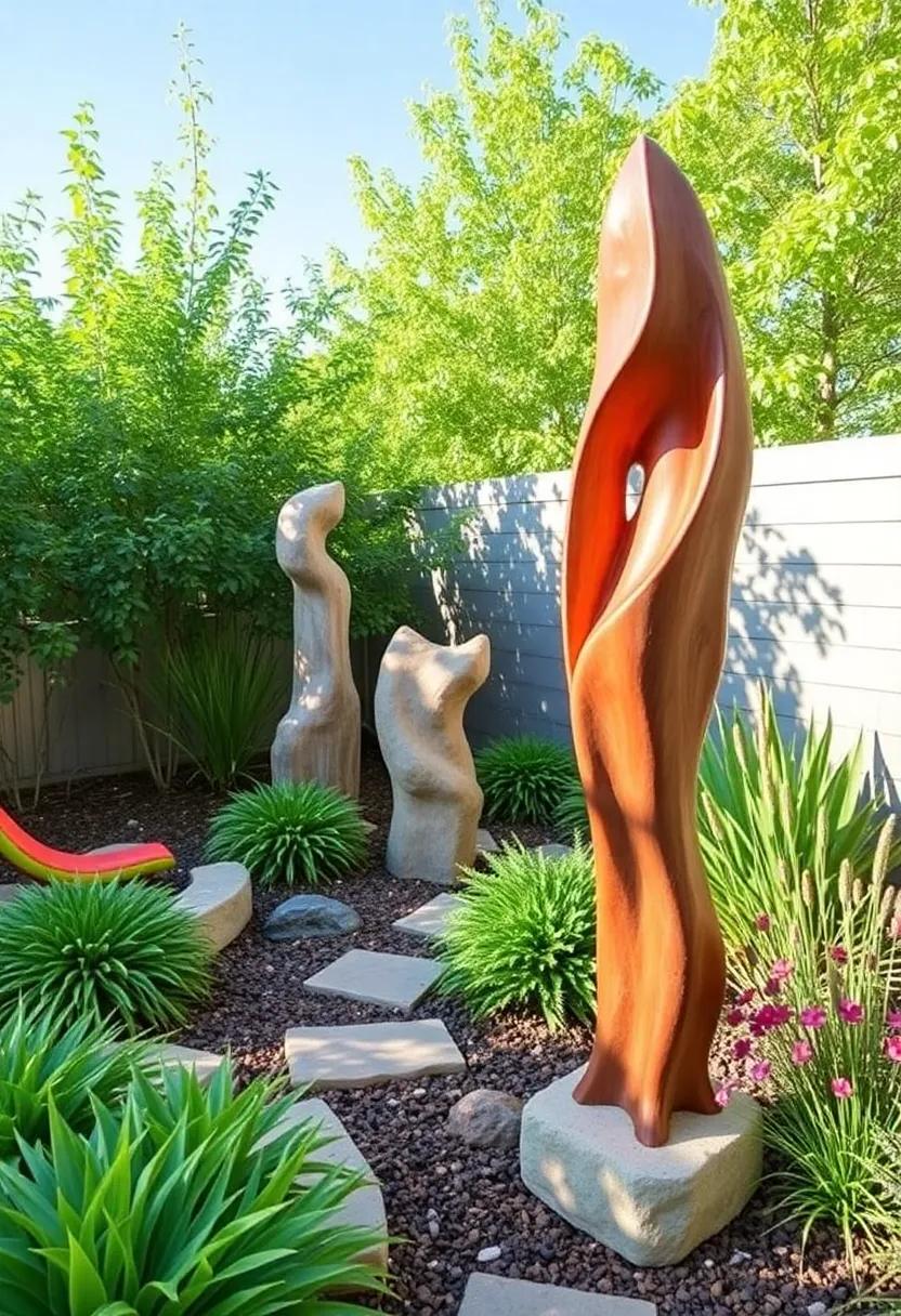 16) Artful⁤ Sculptures:⁢ Add a touch⁤ of⁤ personality⁣ with unique‍ garden sculptures or artworks that serve as⁤ focal points and conversation‍ starters in your landscape