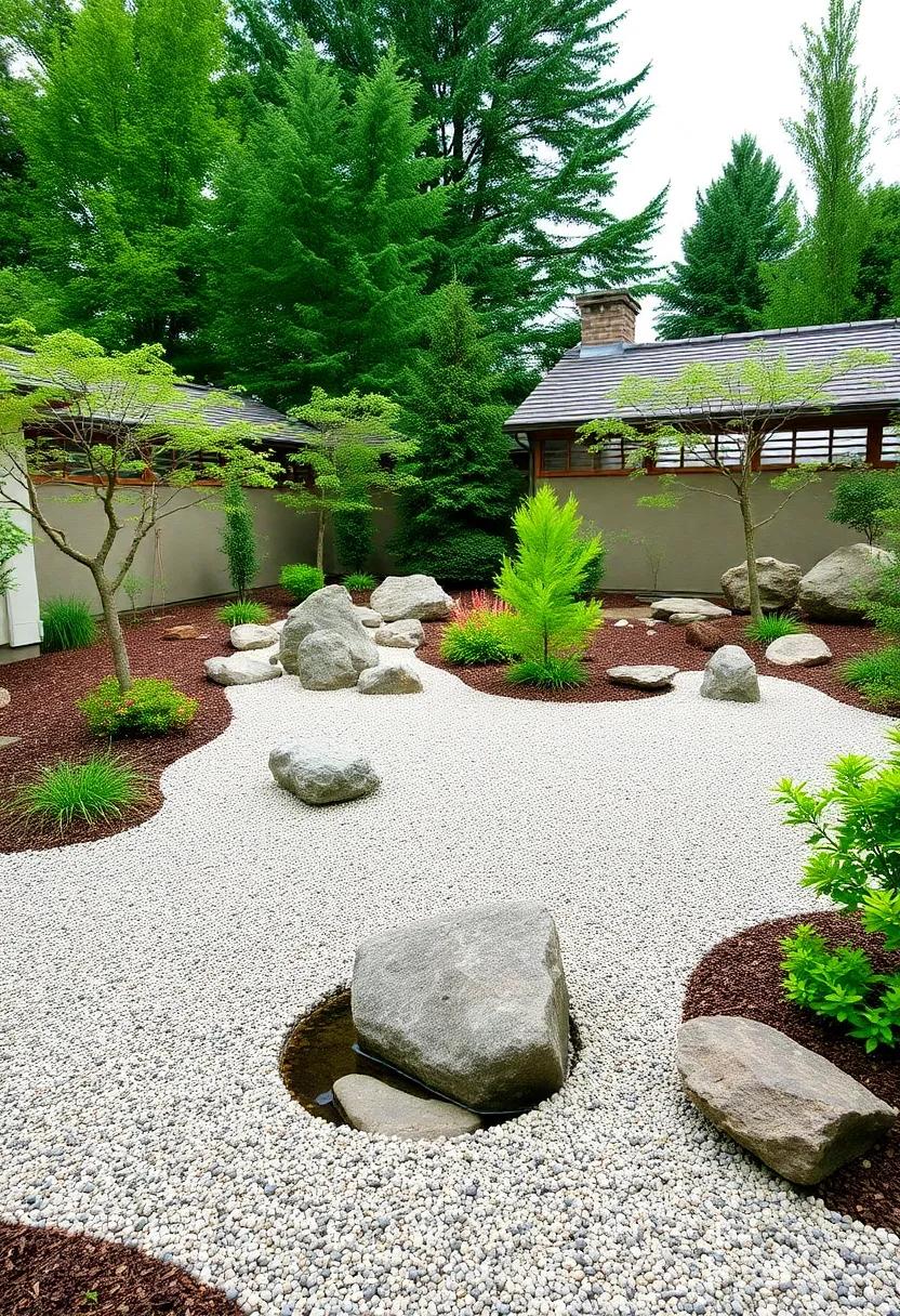 9) Japanese Zen Garden: ‍Introduce⁣ tranquility with a ‍Japanese-inspired garden featuring⁤ raked gravel, water ‌features, and ‌carefully⁢ placed rocks​ for ⁢a meditative retreat