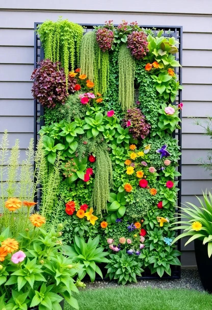 3) Vertical Gardens: utilize vertical space with a stunning‌ living wall that features ‍a mix‌ of cascading plants ‍and colorful flowers to ⁢add depth and ⁤interest⁣ to ⁣your⁢ outdoor ⁤area