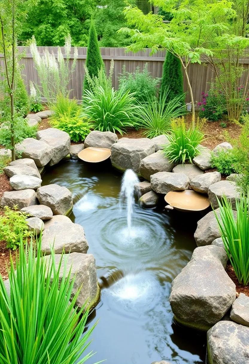 14) Water Features: Incorporate a pond or fountain ⁢to⁣ introduce the soothing sounds of flowing ⁢water, elevating ‌the serenity of your ⁢outdoor space