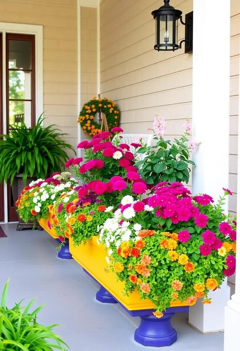 3)⁢ Vibrant​ Planter Boxes:⁢ Brighten your porch with large, colorful planter boxes ⁣filled with seasonal flowers ​and lush greenery to create a welcoming atmosphere