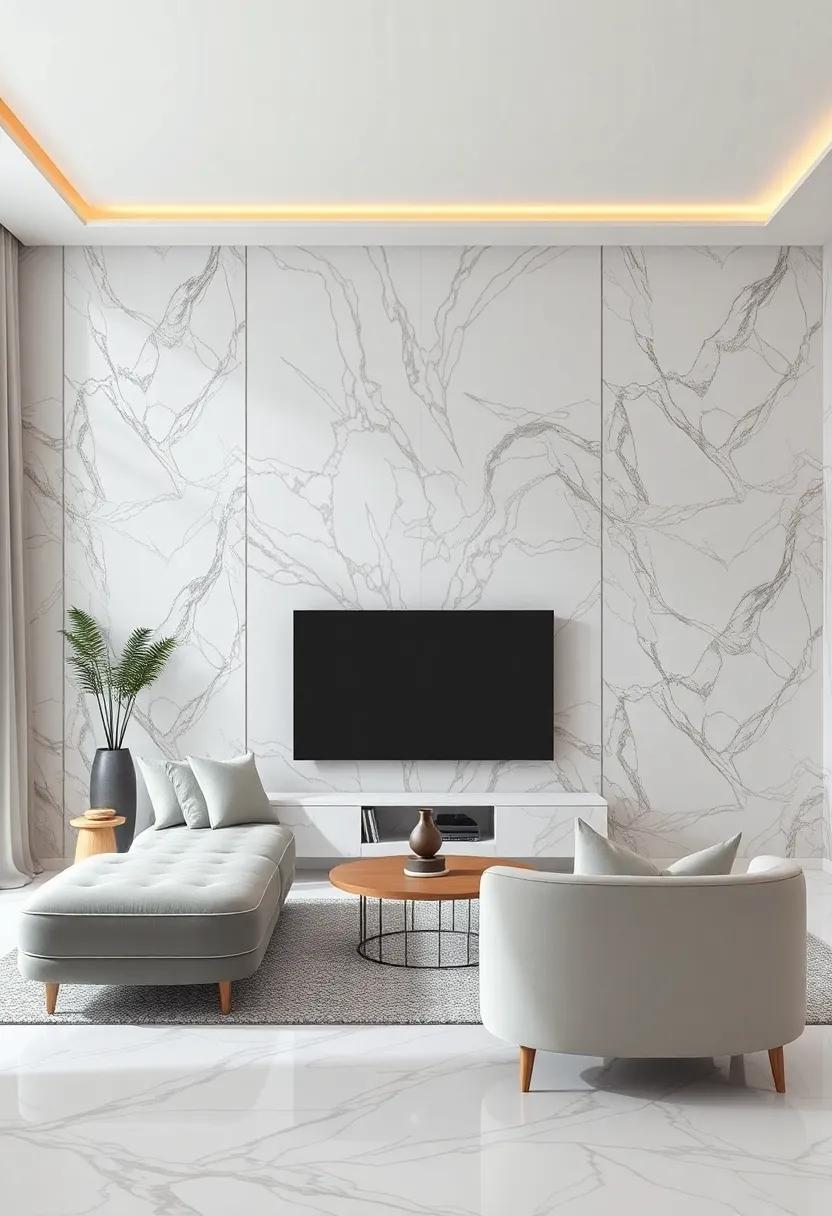 Transform Your Living Room ⁤Into a ⁣Luxurious retreat with Marble Effect Wallpaper