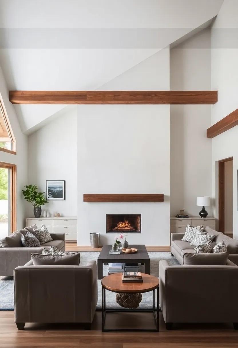 Crafting a Focal Point with an Eye-Catching Fireplace and Timber Accents