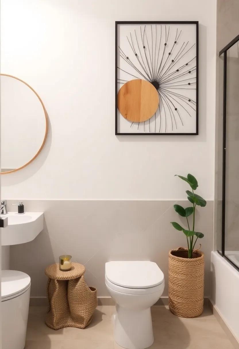 7) Simple‍ Towel Ladder:⁢ Utilize a minimalist wooden towel ladder as a practical‌ decor piece that adds ⁣texture and‌ warmth⁢ to your bathroom