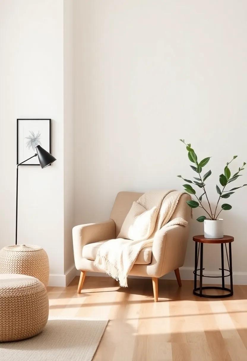 Curate a Cozy Nook: Designate a small area with a comfortable chair and a soft ​throw for a personal escape within your‍ living room