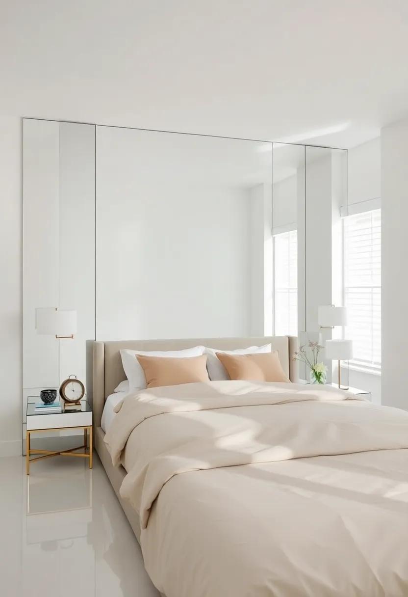 17) Mirror Magic: Reflective surfaces‍ can make⁤ a ⁤space feel larger—consider a mirrored headboard to amplify‌ light and depth in your bedroom