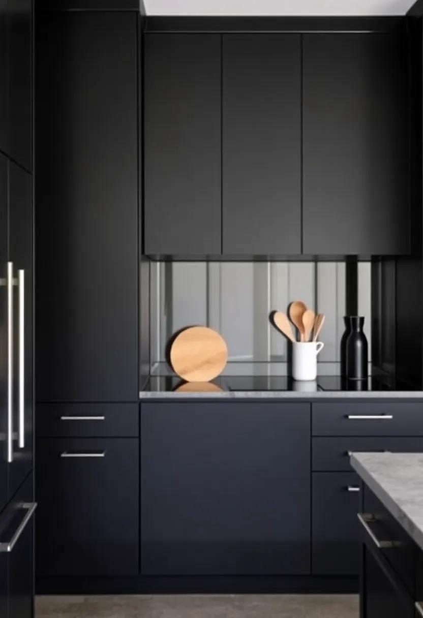 13) Bold Black: Use a ⁢striking‍ black palette for cabinets and ‍countertops to ⁢create a dramatic⁢ yet stylish focal point in your kitchen