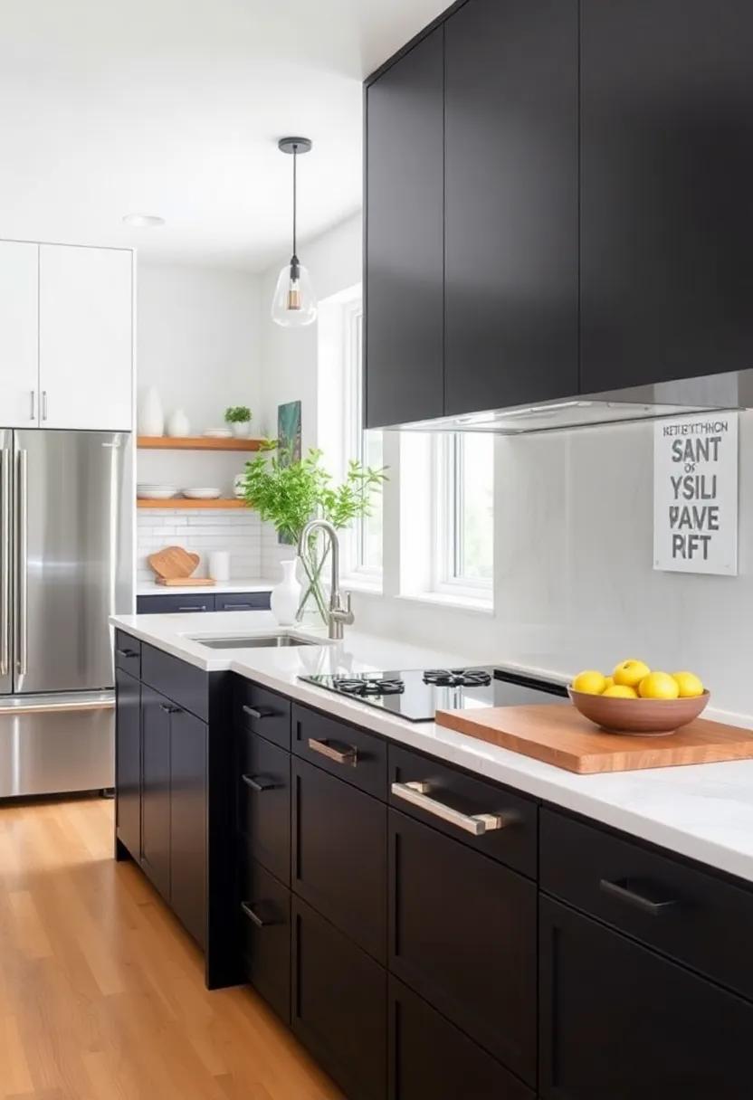 5) Contemporary Contrast: Play with⁣ bold color pairings and striking textures to create a modern kitchen ⁣that exudes personality