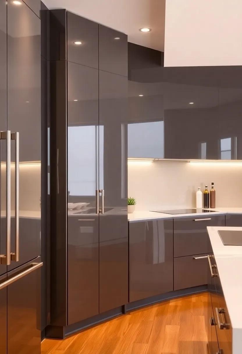 8) Sleek​ and Glossy: opt for high-gloss cabinetry and‍ polished ​surfaces for a⁤ modern, sophisticated aesthetic that ⁣shines