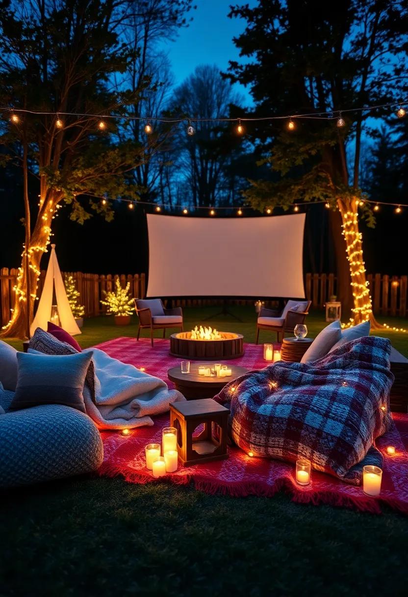 Enchanting Night: Design an Outdoor Cinema with Blankets and Fairy Lights