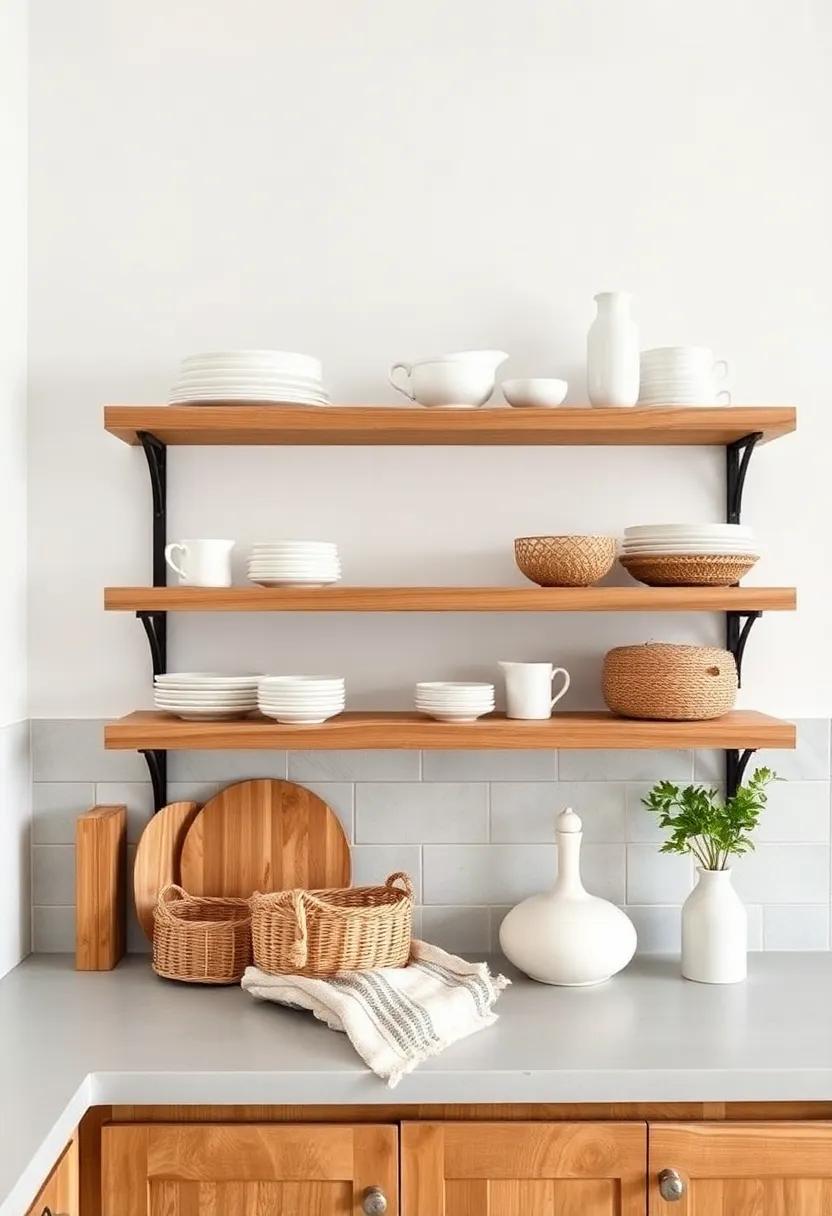 Layering ⁢Textures with Soft Fabrics and Rustic Wood in Your Kitchen Shelves