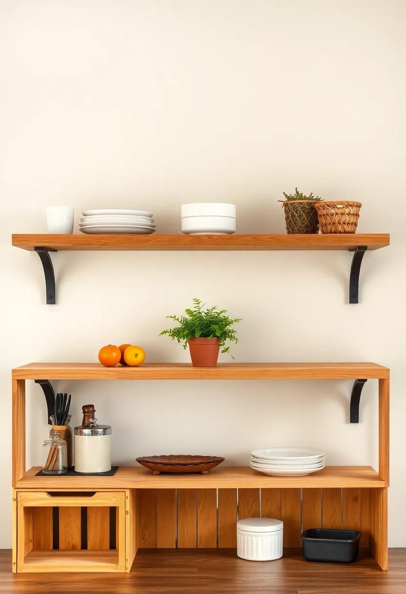 Old Crates Repurposed as Rustic Open shelving for a ⁤Farm⁣ Look