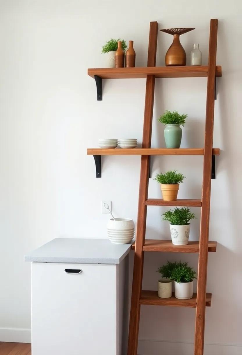 Vintage Ladders ​as ⁢Unique Kitchen shelves for an Eclectic Look