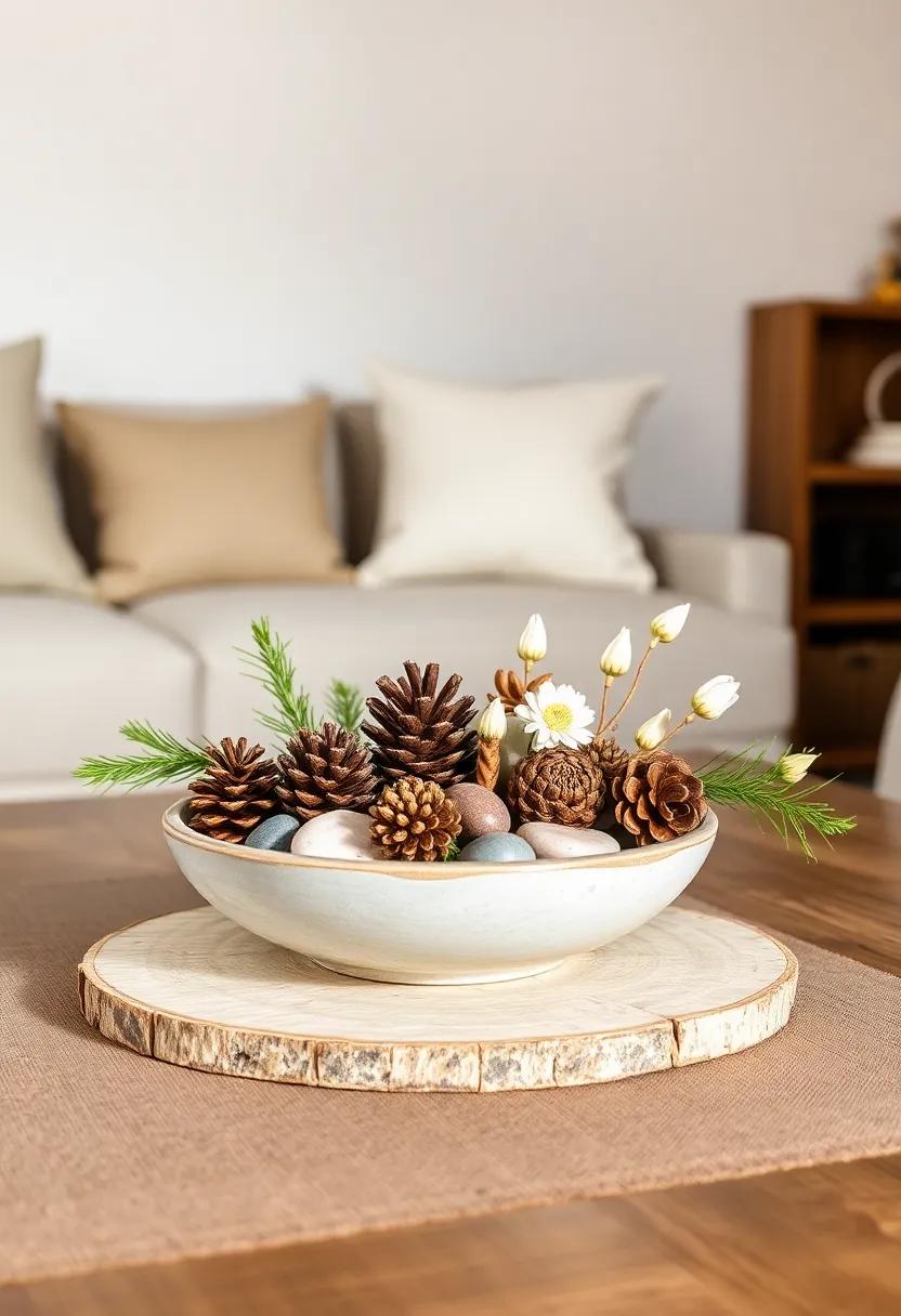 Simple Centerpieces: Use natural elements‌ like pinecones, stones, or flowers in a simple bowl for a rustic yet elegant touch to your coffee table