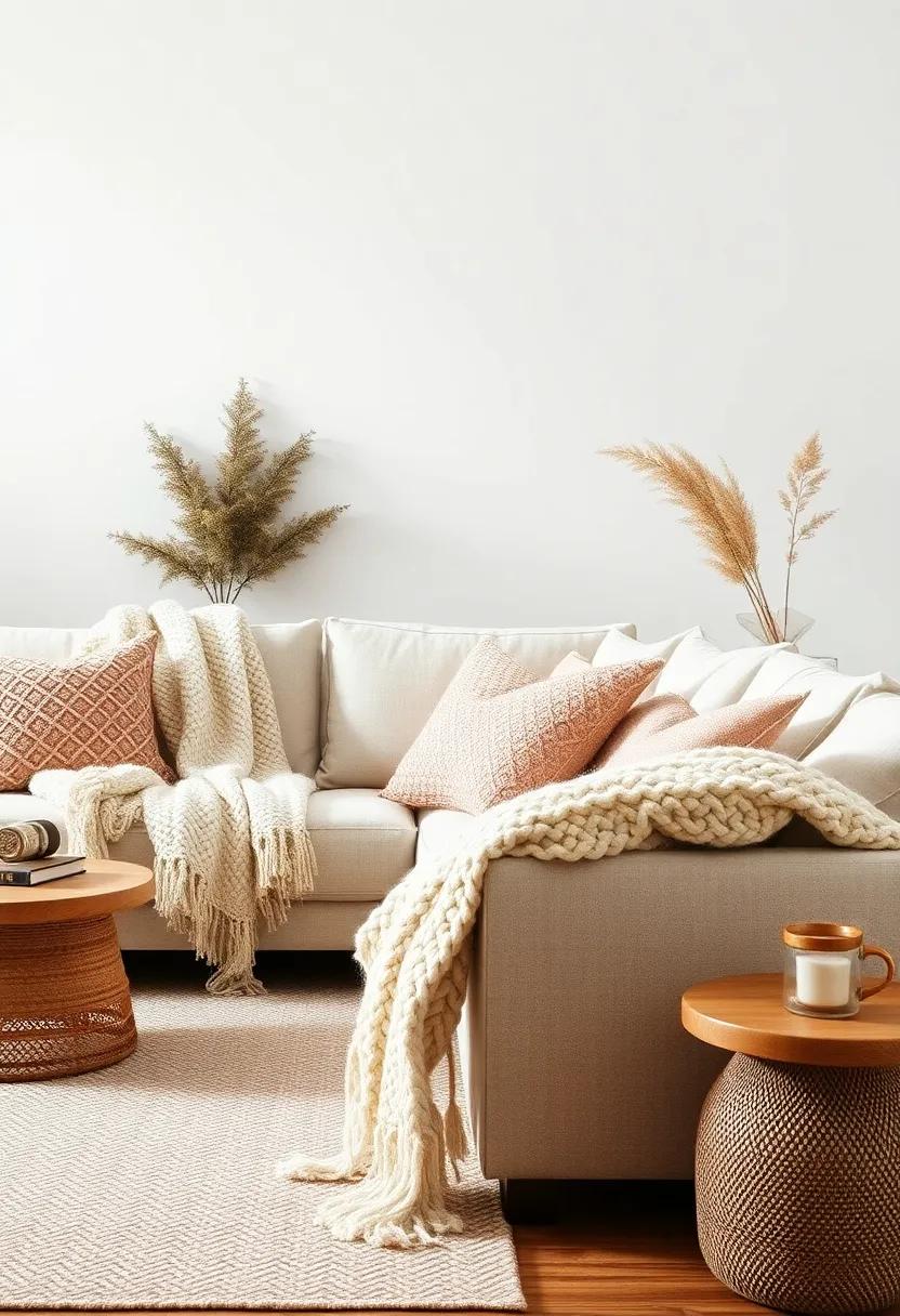 Cozy Throws and ⁢Pillows: Drape chunky knit blankets and plush pillows over ​furniture to encourage a snug atmosphere that invites you to settle in