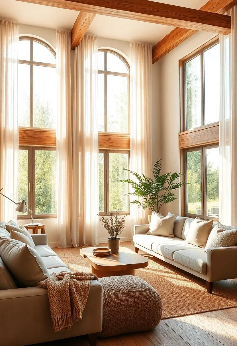 Large Windows: if possible, maximize natural light with big windows. Sheer curtains can⁤ soften‍ the incoming sunlight while maintaining a warm glow