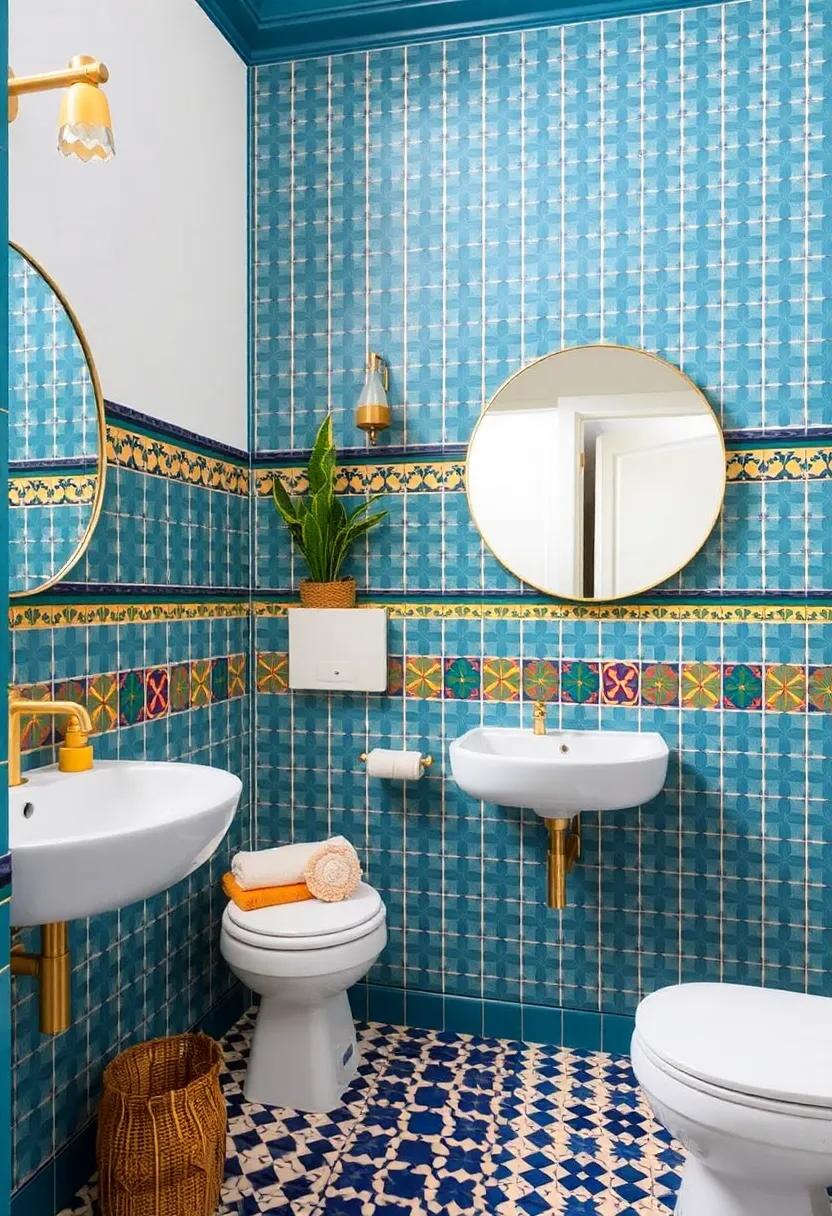 4) Bold Patterns: Discover a‍ vibrant bathroom redesigned with colorful azulejos, where playful geometric shapes energize the entire‍ atmosphere