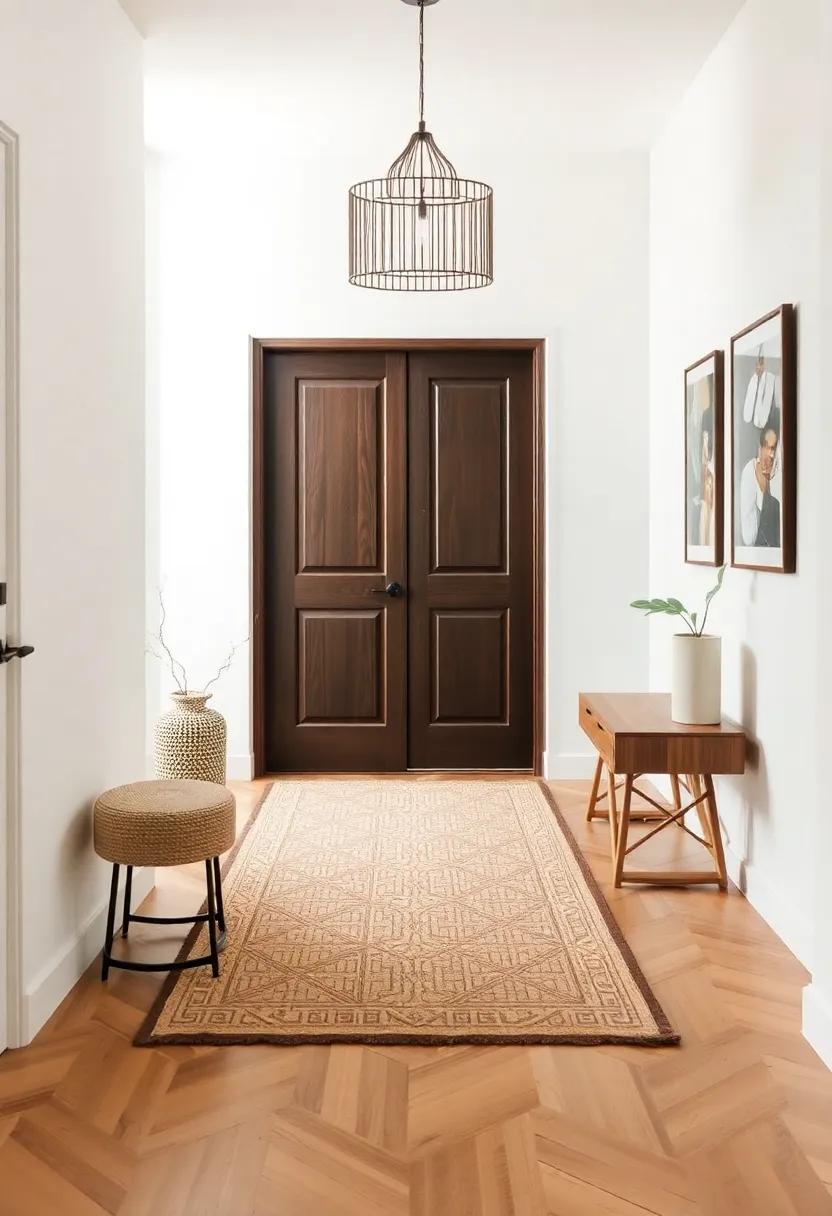 Layering Rugs for Visual Interest in an Entryway