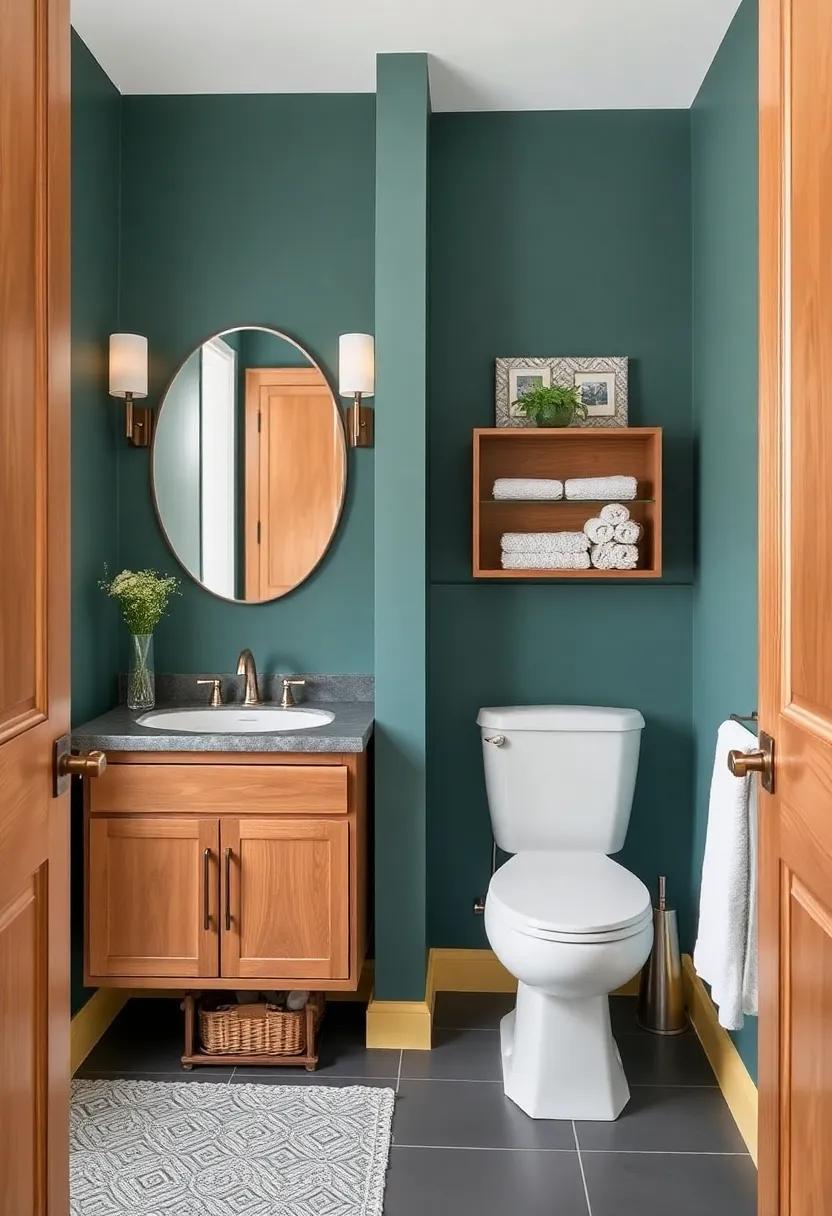 9)⁤ Deep Teal and​ Warm ⁢Wood:​ Pair⁣ deep teal walls ⁢with warm wooden elements for⁣ a rich, earthy look that exudes comfort and style