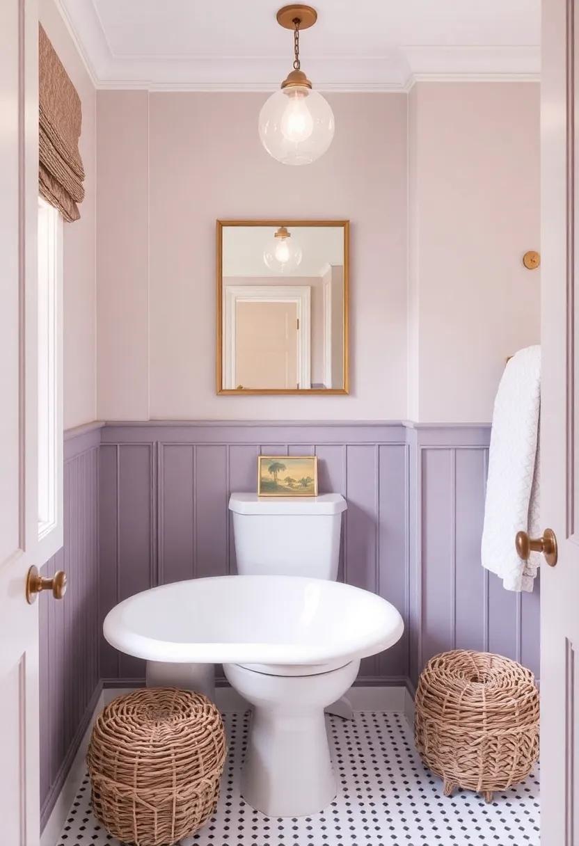 24) Light Lavender and Warm Taupe:‍ Infuse your‌ bathroom with light ⁤lavender hues complemented by⁢ warm taupe ​for ⁢a cozy, harmonious vibe