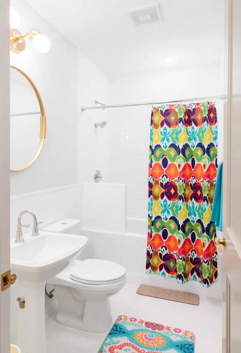 21) Introduce a Pop of Color: ‍Use vibrant accessories, like‍ a colorful shower curtain​ or bathmat, to add character without‍ overwhelming the space