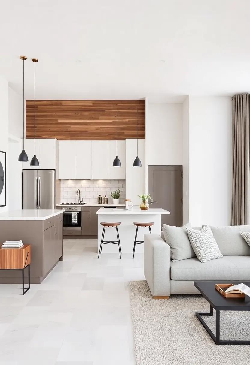 Creating a Unified Look with Coordinated Materials Across Kitchen and Living Room