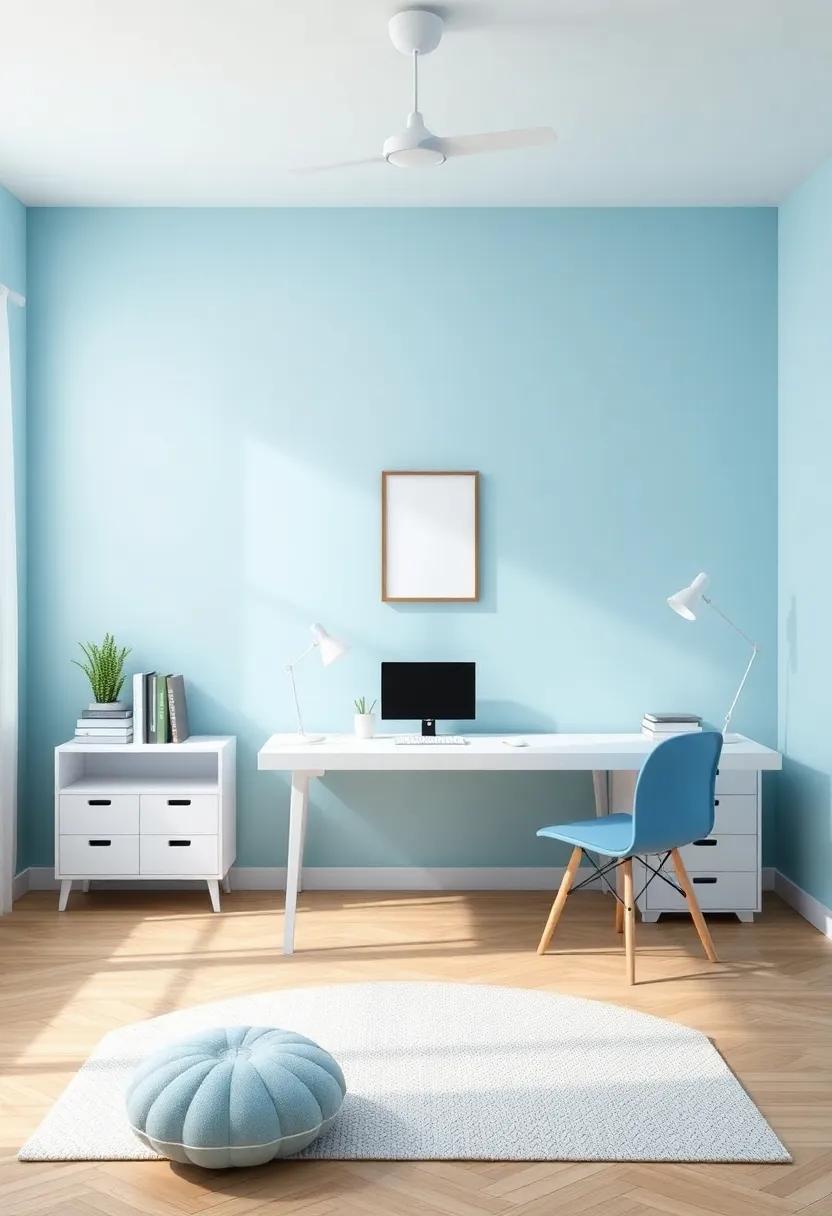 Soft Blue in Teen Study areas:‍ Creating a Calming Workspace
