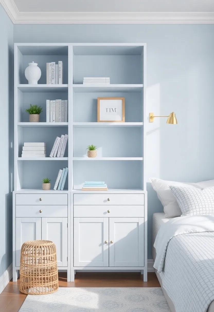 Shelving and ​Storage with Style in‌ soft⁣ Blue Shades