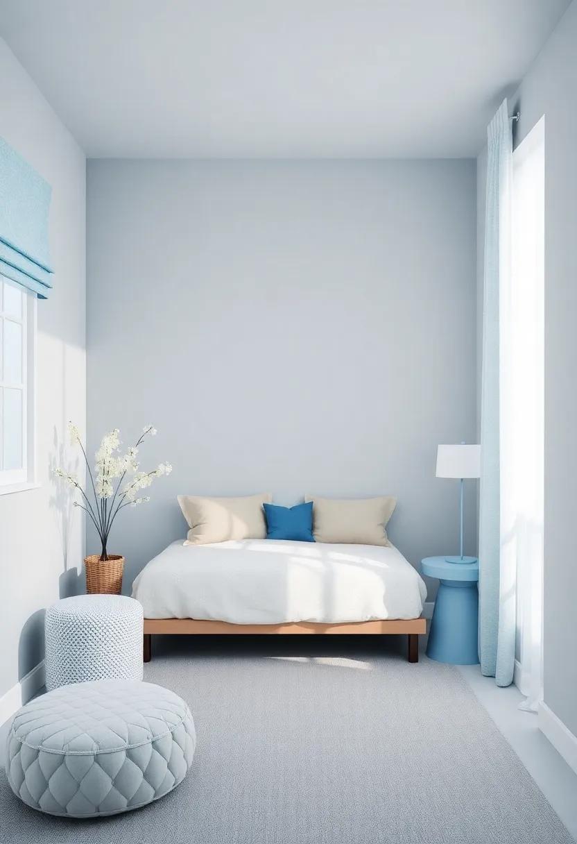 Mixing⁣ Patterns with Soft Blue to create Visual Interest in Spaces