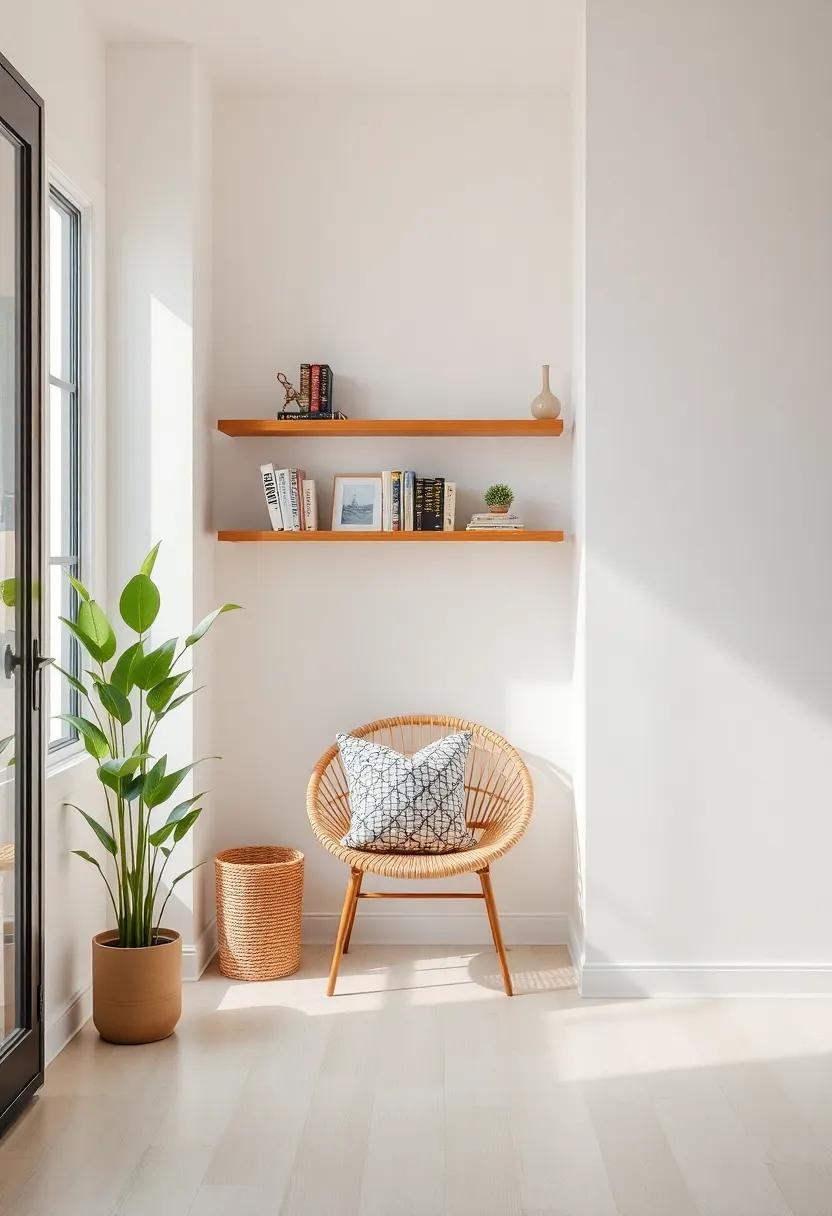 5) Transform ​an unused corner into a cozy‍ reading⁣ nook with a small ​chair and shelves