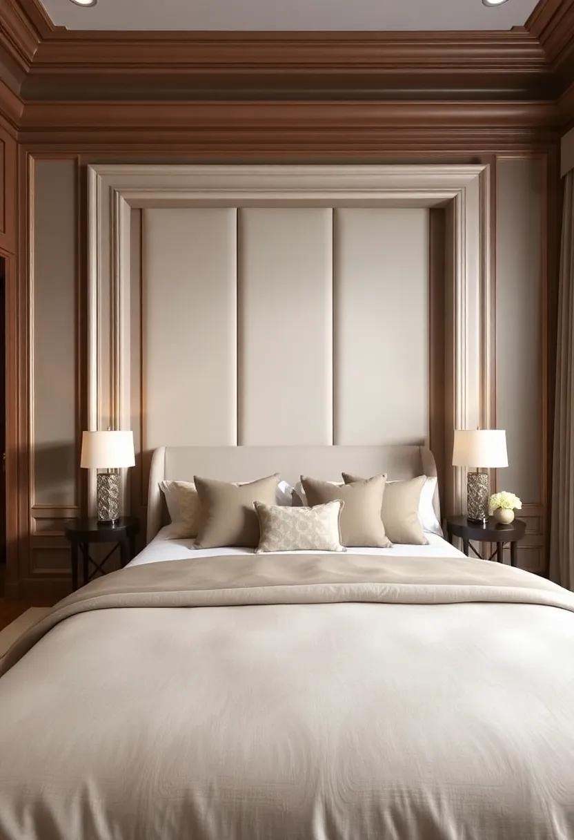 19) Upholstered Paneling: Custom⁢ paneling upholstered in ⁣luxe fabrics can create ⁢a tailored, sophisticated look that‌ enhances your bedroom's elegance