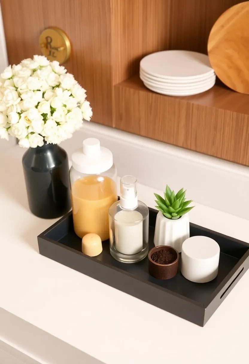 14) Utilize⁢ small trays to group similar items together on countertops or shelves