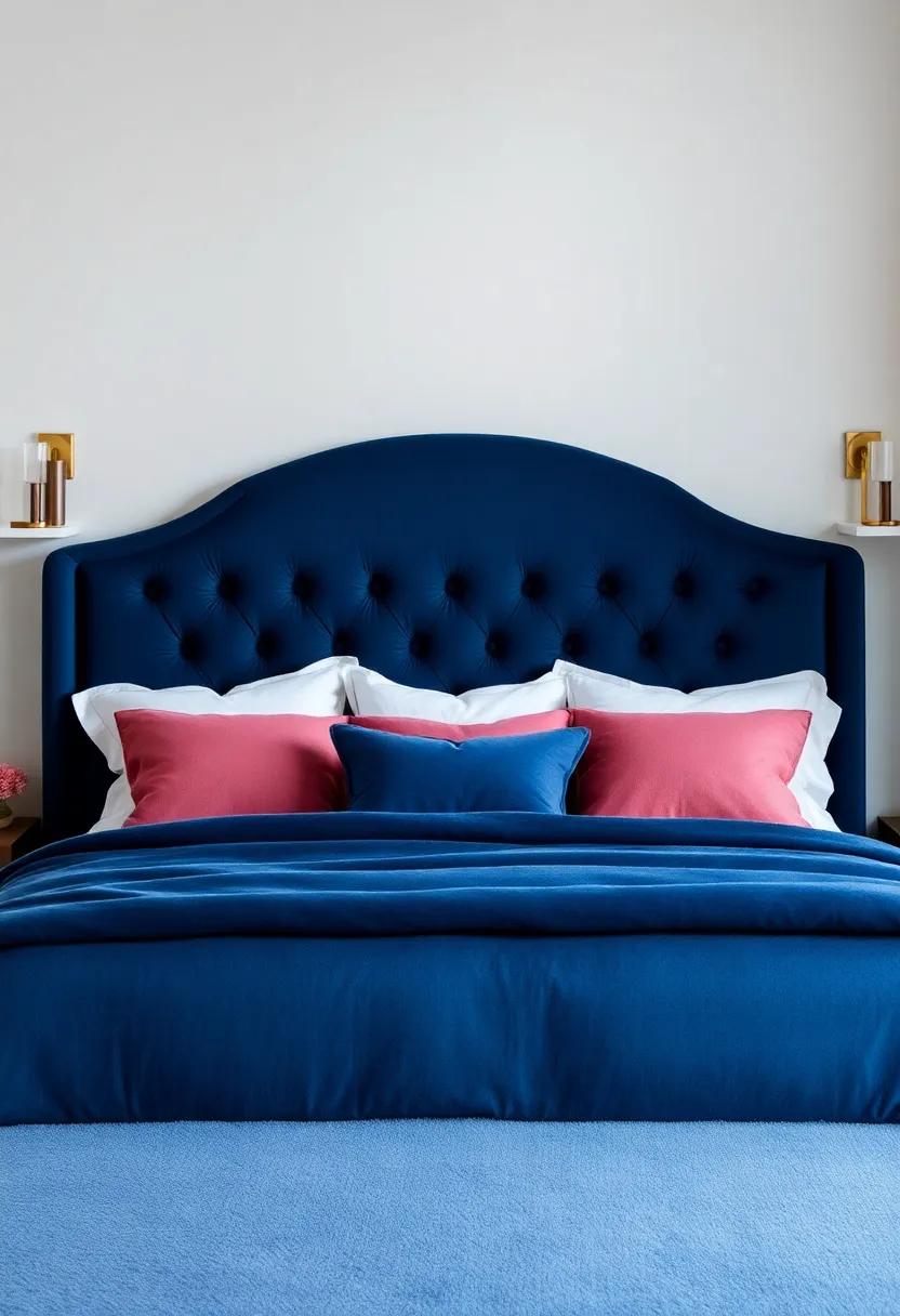 1) Velvet-Chic Elegance: A plush velvet headboard in rich‌ jewel‍ tones adds a touch of luxury ⁣and softness to your bedroom⁢ décor